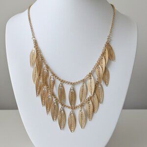 Gold Leaf Double Layered Extendable Necklace